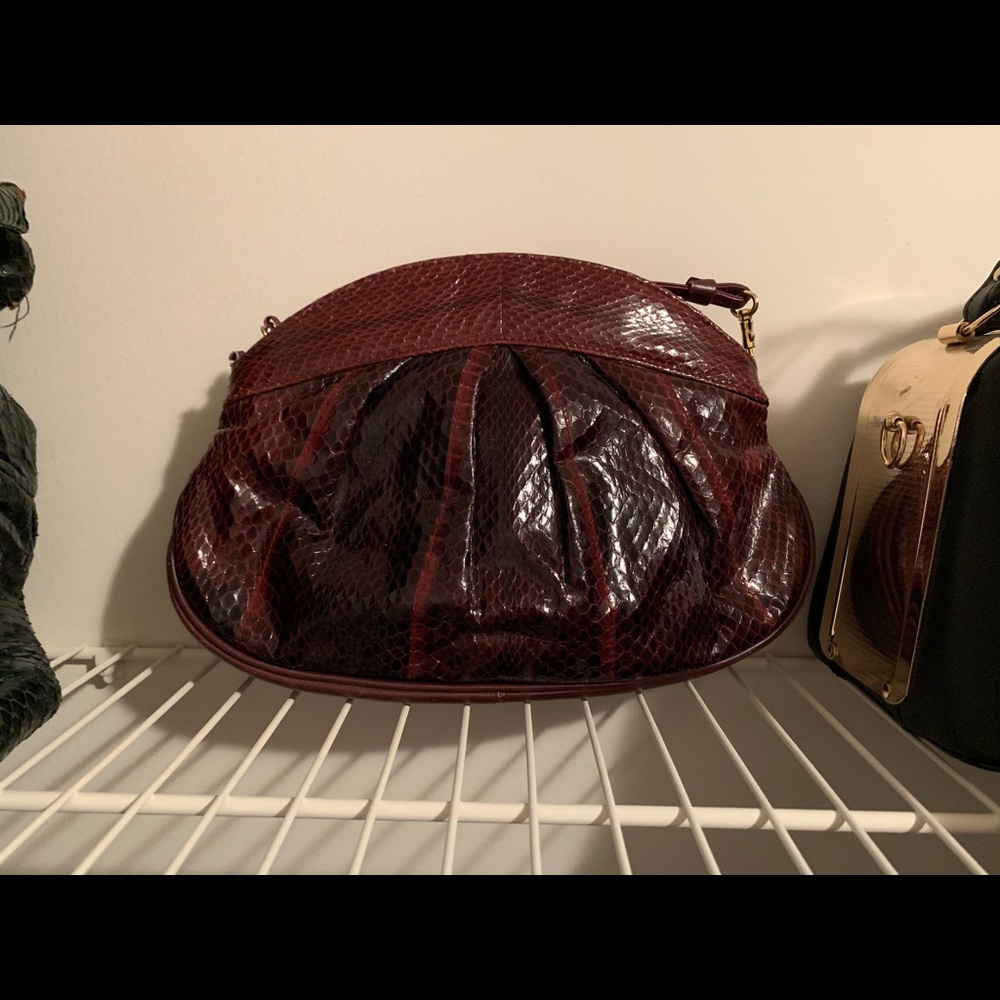 Burgundy Etienne Aigner Snakeskin Bag NEW Vintage